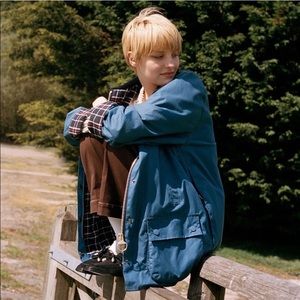 Barbour Alexa Chung Edith waxed cotton jacket rain shower proof in blue